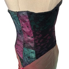 Vintage Studibaker Hawk 80s Corset Printed Strapless Party Cocktail Dress Sz S