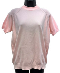 VTG Designers Originals Women Size L Short Sleeve Pink Knit Top Back Zip Closure