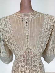 Antique Edwardian 1900’s Ecrew Lace Tea Dress Bridal Dress Delicate Ivory AS IS