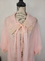Vintage Gotham Lingerie Robe Sz S Double Chiffon Sheer Nylon Ethereal Pink