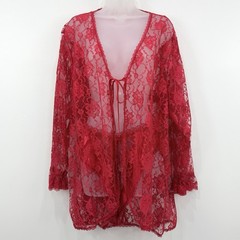 VTG 80s Intimate Attitudes Lace Robe Lingerie 1/2X Red Made In USA Sheer Sexy