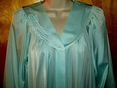 Vintage Shadowline Full Length Light Green Mint Nylon Hidden Snap Front Robe S
