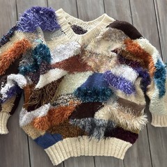 Vintage Patchwork Fur Sweater 80’s Women’s Small