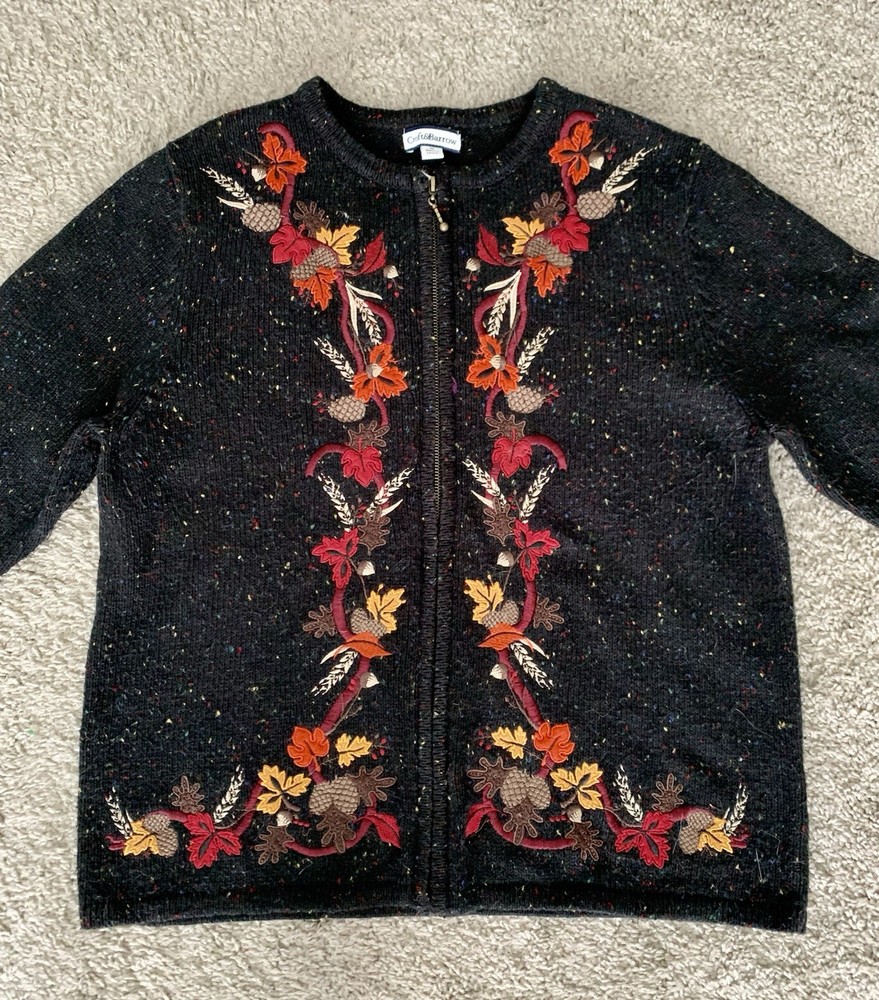 Vintage Croft & Barrow Autumn Leaf Knit Sweater Size M