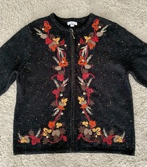 Vintage Croft & Barrow Autumn Leaf Knit Sweater Size M