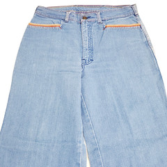 Vintage Male Slacks Jean 32×29 9” Bell Bottom Flare Leg Blue Women’s Pant 60s
