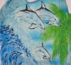 Vintage Swimsuit Solar One Size 90s Sheer Stretchy Ocean Dolphins Made Poland