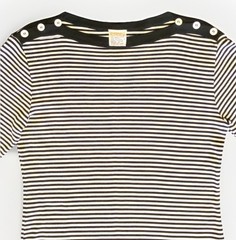 Vintage Long Slv. Tee French Stripes Black & White 55% Combed Cotton Size L, EUC