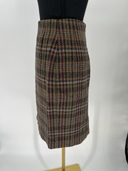 Vtg 80s Adolfo Intl Wool Pencil Skirt Small Plaid Dark Academia Preppy School