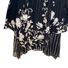 Vtg 90s Starina Midi Dress S Black Mix Print Floral Handkerchief Hem Whimsy Goth