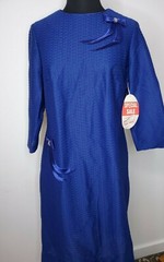 Vintage 1970s Women’s KORELL KNITS Dress Blue SIZE 14 1/2 NEW OLD STOCK