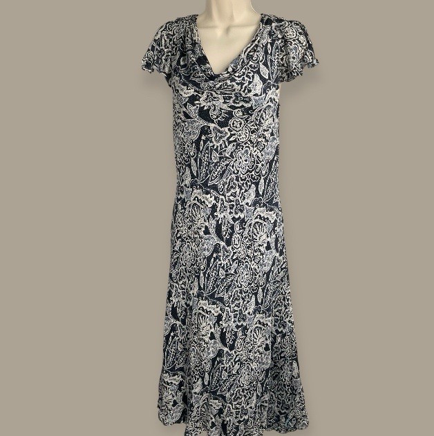 Vintage 90s Y2K 100% Silk Floral Paisley Dress Large Hawaiian Fairy Charter Club