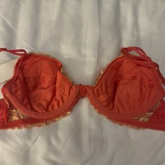 Vintage Lovable L134 Sunkissed Red & Gold Lace Underwire Bra – Size 36B (NWT)
