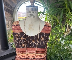 Vintage 1990s Brown Floral and Geometric Rayon Midi Dress Sita
