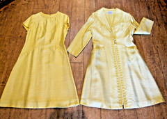 Vtg 1960s 2 Piece COAT DRESS SET pearl & lace embellishments sz.12 Alfred Werber