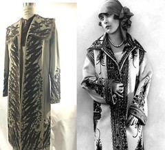 Antique 1920s Art Deco dress Coat Geometric Beaded Embroidery