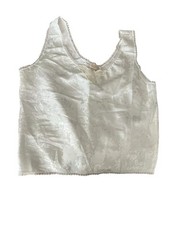 Vintage Escapades Ivory Silky Satin Cami Tank Top Applique Flower Design