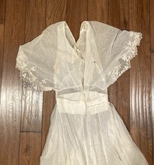 Antique 1910s Edwardian tea dress lawn dress ivory net XS