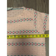 Billie Jo Vtg Pink Floral Knit Sweater Short Sleeve Pointelle Grannycore US Made