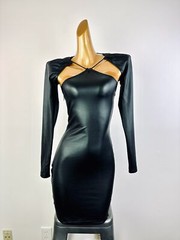 Vintage VTG 90s y2k goth shiny pleather mini dress