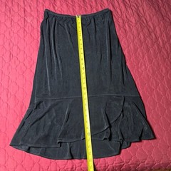 Laura Ashley Tiered Mid-length Black Skirt M Hi-Lo Acetate/Spandex Vintage 1990s