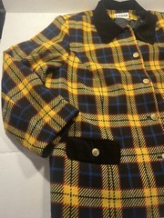 VTG Y2K Plaid Jacket Blazer Womens XL Wool Blend Yellow/blue/black, Joan Leslie