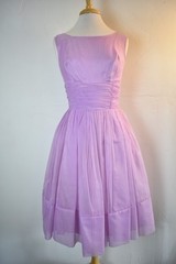 Vintage 1950s Purple Organza Cupcake Party Dress with Detached Lace Bodice