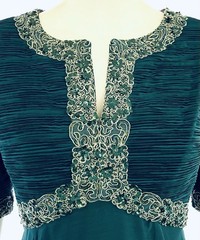 NWT Victor Costa Gown Sz 8 Emerald Green Empire Waist Chiffon Evening Dress $595