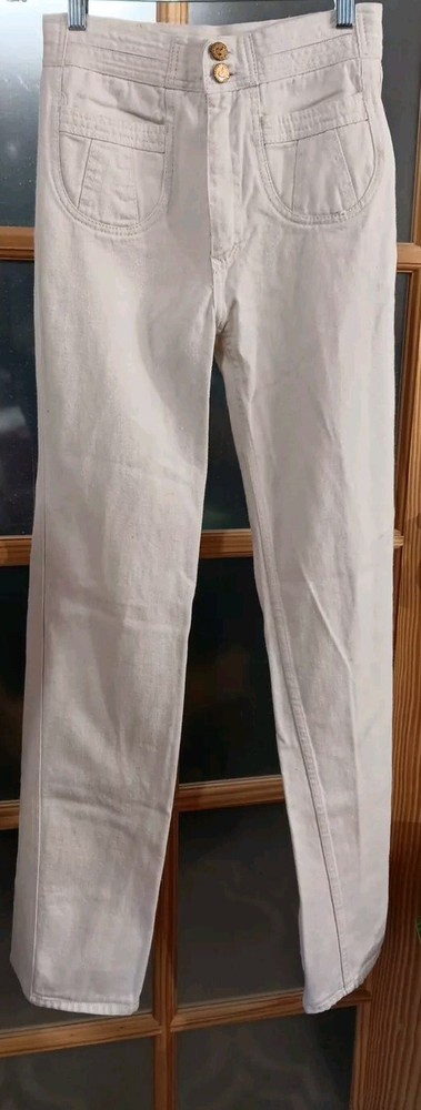 Vintage Jeans 70s N’est-Ce Pas? White Denim Chevron Sizer Back Super Rare 26X34