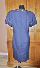 Vtg 80s Dress Emporio OLEG CASSINI Navy Military Chic Gold Buttons DRESS size 10