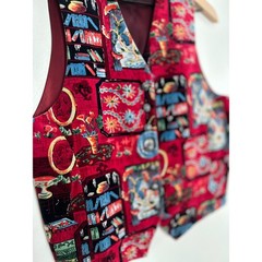 Vintage Banana Republic Tapestry Library Vest S Academic Floral Preppy Retro Art