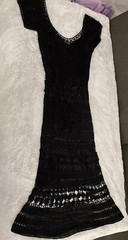 Gorgeous Vintage CACHÉ Black Beaded Crochet Knit Midi Dress XS/S/M