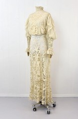Antique 1905 Edwardian Ivory Tape Lace Summer Afternoon Tea Dress Gown