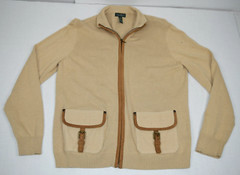 Vintage Ralph Lauren Jeans Co Sweater Shirt Size L/XL 00s Tan Knit Buckle Pocket