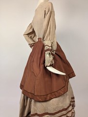 VICTORIAN LATE 1860’S BROWN SILK OVERSKIRT FOR DRESS – AS ACQ GREAT FOR FABRIC