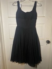 Vintage 1950’s Black Gathered Bodice Chiffon GIGI YOUNG Cocktail Dress Sz 0