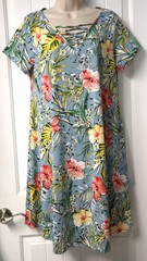 Vintage 1990s Lexington Avenue short sleeve Hawaiian stretch dress size L (USA)
