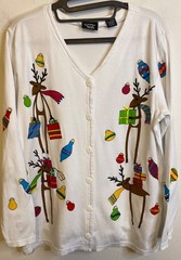 Vintage Christina Rotelli Long Sleeve Shirt Button Reindeer Christmas Embroidery