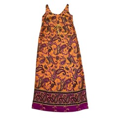 60s 70s Vintage Orange and Purple Paisley Hawaiian Maxi Dress Miss Hawaii