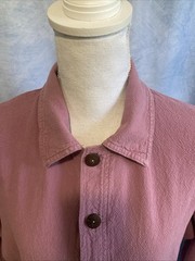 Vintage 80s Club West Cotton Tunic Blouse USA Made Pink Mauve Lagenlook Shirt S