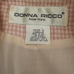 Vintage Donna Ricco Vintage Pink Houndstooth Double Breasted Retro Dress Size 6