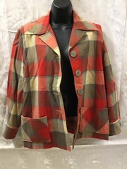 60s chore coat 49er Jacket Plaid shirt Shacket Wool Red gray cropped USA pockets