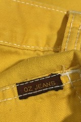 Vtg 70s Pants Cargo Jeans Womens 31×36 Yellow Mustard Flat Front Creased Tall