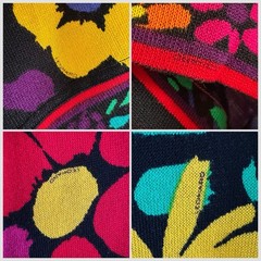 1980s Leonard Studio Italy Cotton Knit Floral Dress Hidden Logo Belted Pop Art