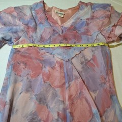 After Dark Vintage 80s Pink Purple Tiered Ruffled Midi Dress Coquette Size 14