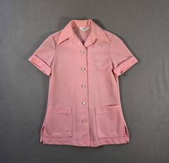 Vintage Bogart of Texas Top Womens Small Pink Daggar Collar Shirt Mod Secretary