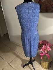 VNTG~Black Tie~Oleg Cassini~Cornflower Blue~Evening Dress~Ornate Beading~Sz 8