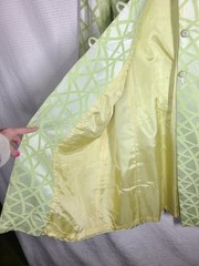 Vtg 60s Silk Spring Coat Lime Green Chartreuse Mid Length Knot Buttons M L