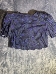 Karin Stevens Vintage Paisley Geometric Top & Skirt Set Purple Blue Size 12