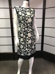 60s Vtg Black & White Floral Dress, Rockabilly, Retro, Pin-Up, GoGo, Mod, Space